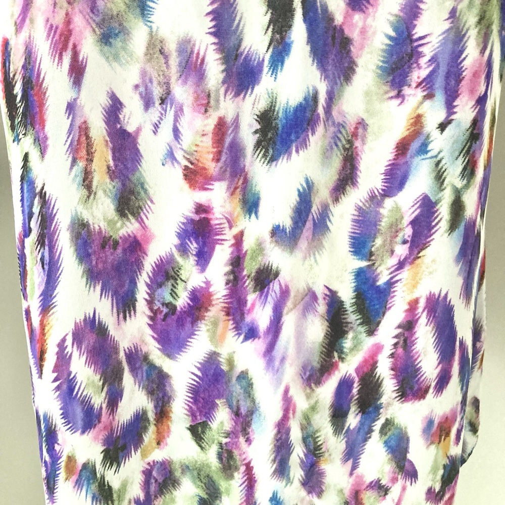 Multicolor Abstract Leopard Print Cap Sleeve Top - Picture 4 of 9